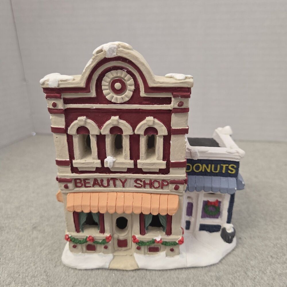 California Creations Beauty Shop And Donut Christmas Village Painted